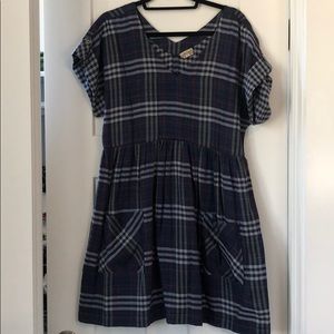 Anthropologie Blue Plaid dress, sz S